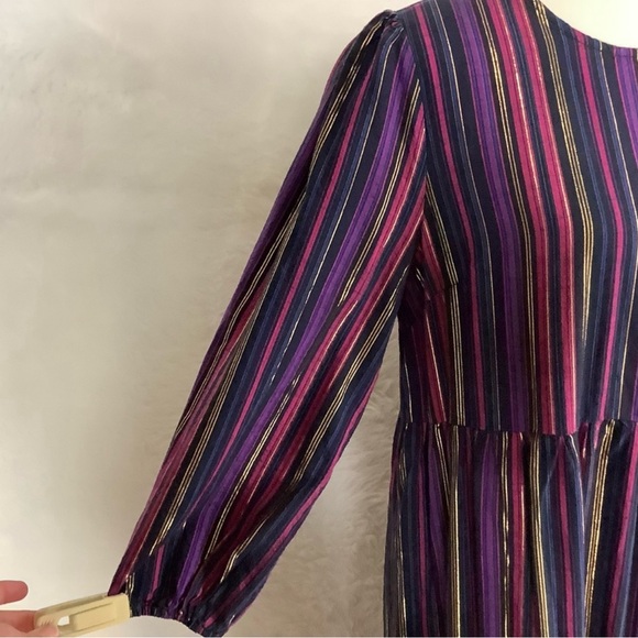 Marine Layer Alice Midi Dress in Lurex Multi-stripe | Size L - Picture 3 of 9